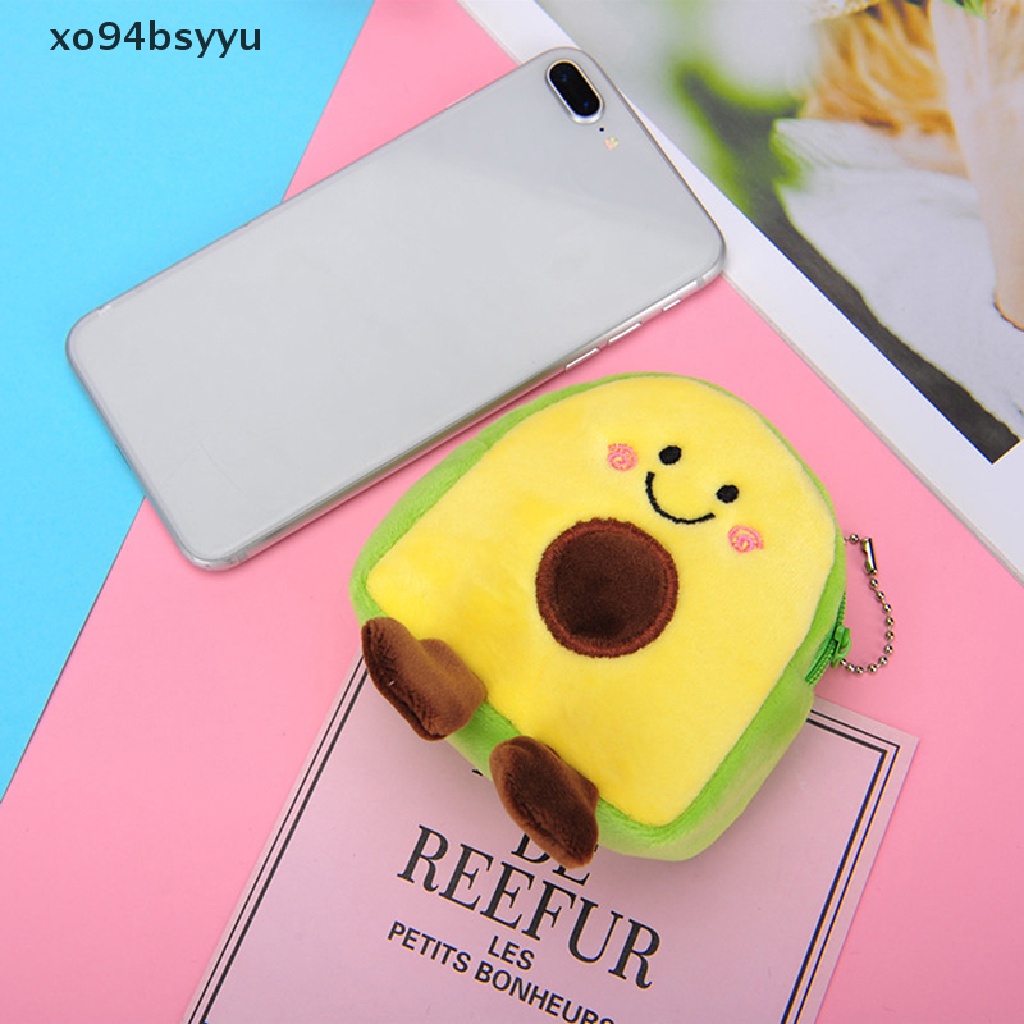 Túi Đựng Tiền Xu / Tai Nghe Hình Trái Bơ Xo94Bsyu Bằng Lông Nhung Dễ Thương Xinh Xắn