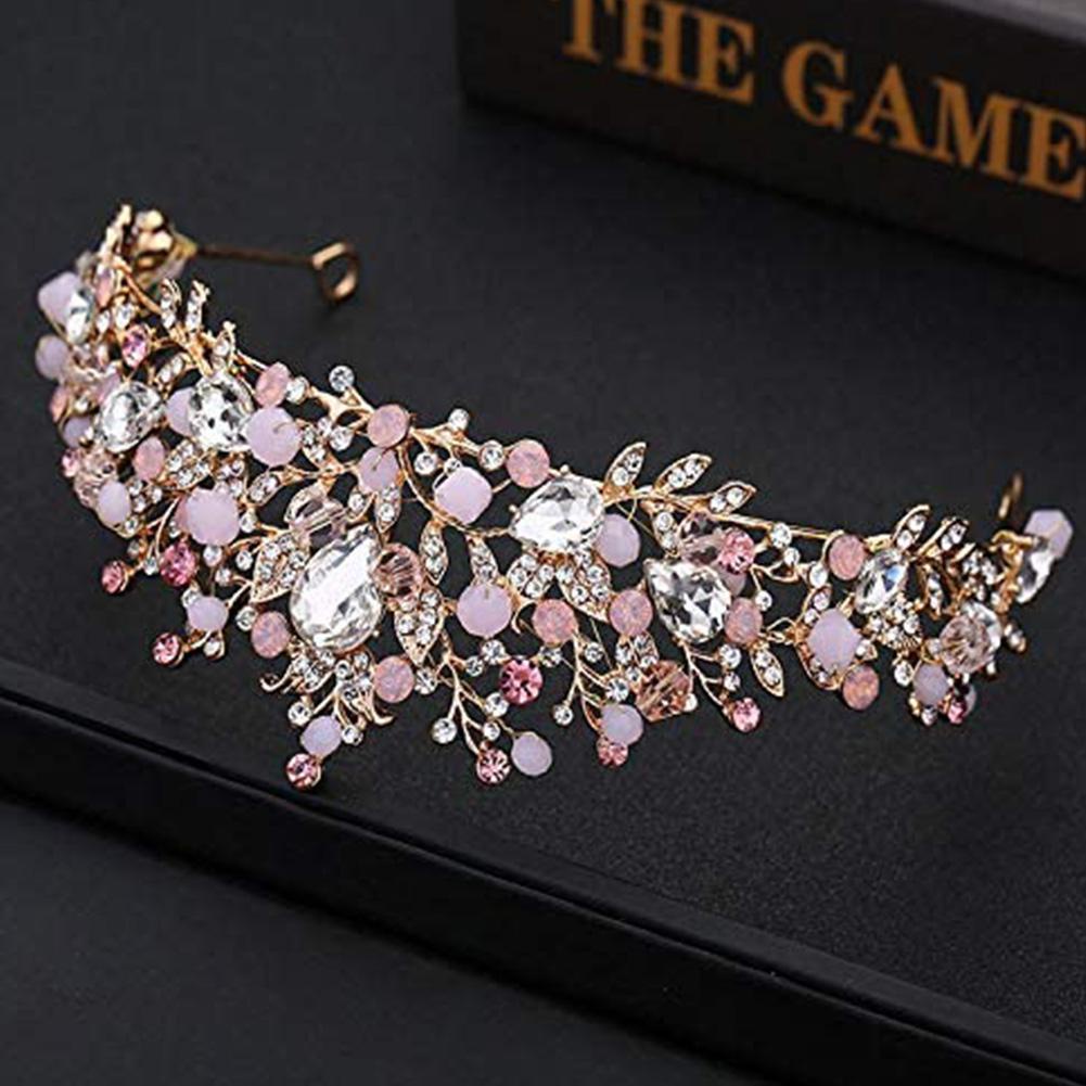 Vương Miện Cài Tóc Đính Đá Pha Lê Màu Hồng Xinh Xắn W6P3