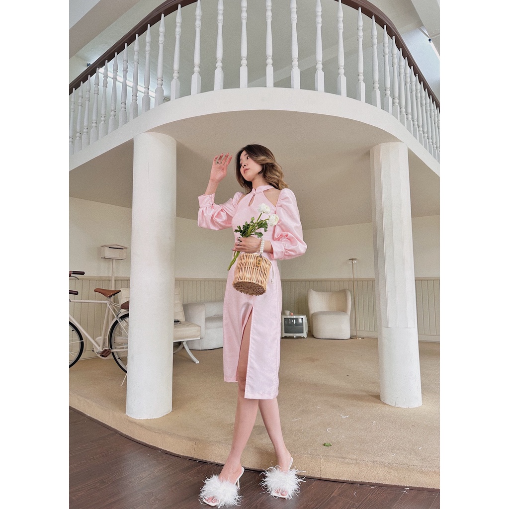 Đầm hồng pastel xẻ tà Rana Dress Gem Clothing SP060787