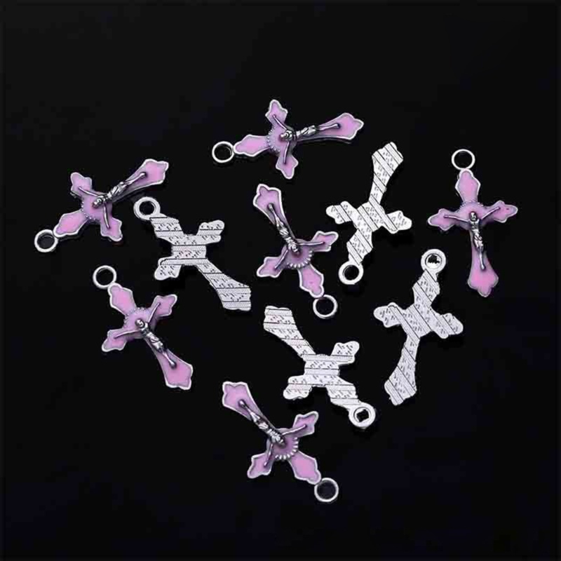 Bộ 20 Mặt Vòng cổ Hình Thánh Giá Bằng Kim Loại Nhiều Màu Sắc