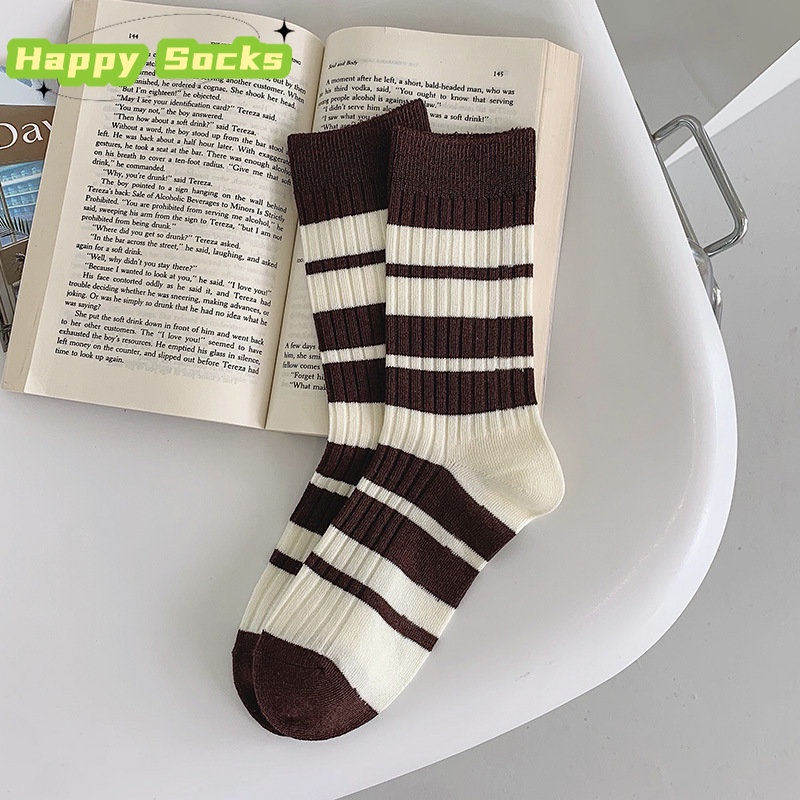 Tất Cotton Cổ Cao Thời Trang Đơn Giản Cho Nữ