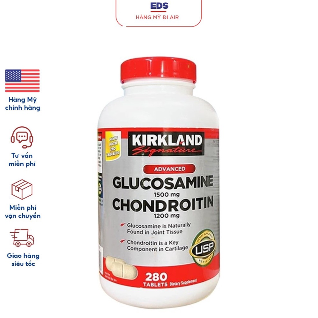 Viên xương khớp date 2026 Kirkland Glucosamine 1500mg & Chondroitin 1200mg - EDS Hàng Mỹ
