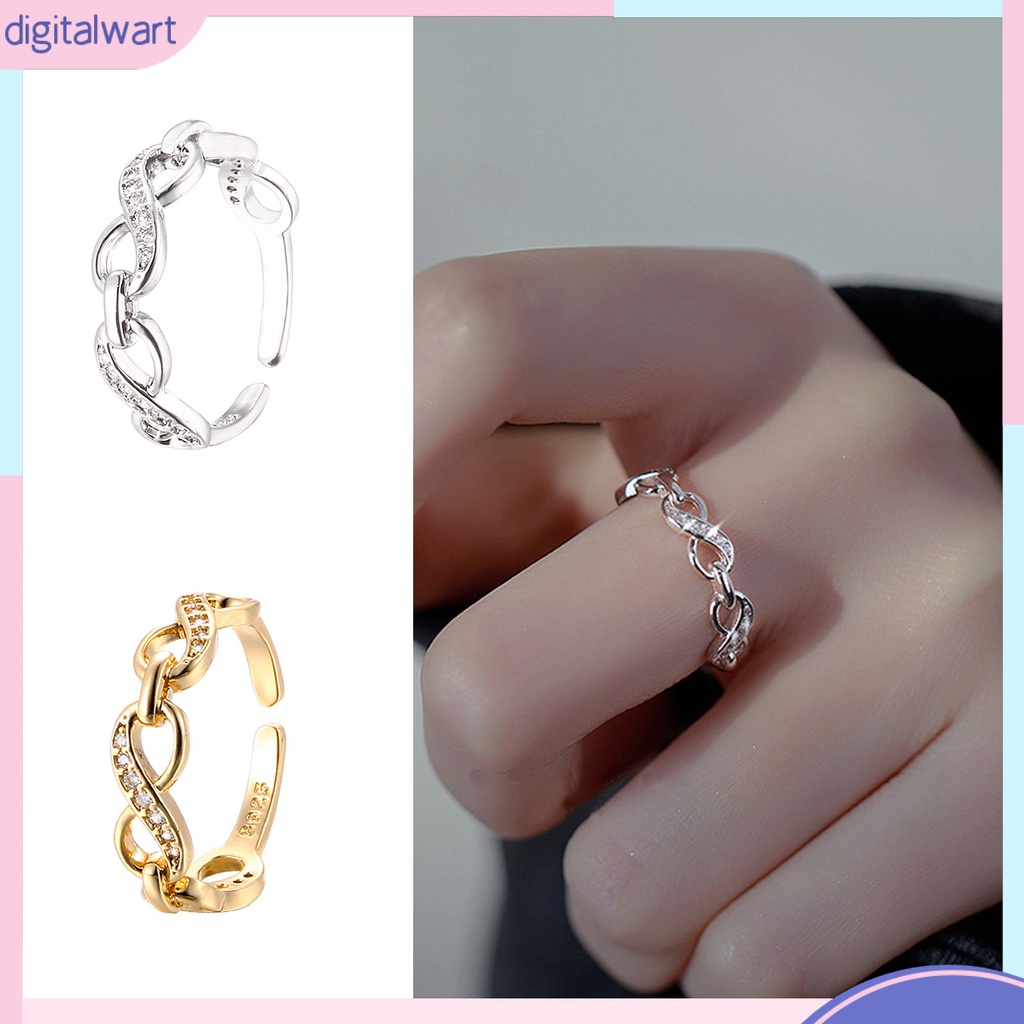 Nhẫn Hở Khắc Số 8 Vô Cực Đính Đá Lấp Lánh Thời Trang Có Thể Điều Chỉnh Cho Nữ