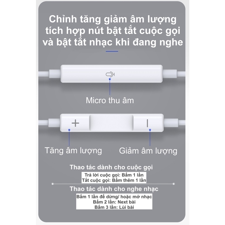 Tai nghe có dây, tai nghe nhét tai cho điện thoại, tai nghe dây âm thanh chuẩn, có mic đàm thoại , bảo hành 12 tháng