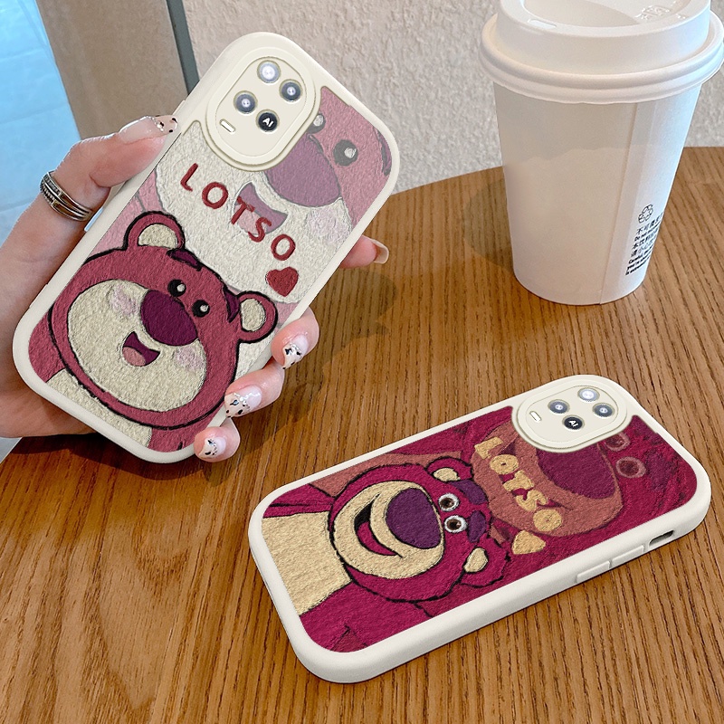 Ốp Điện Thoại Da PU Hình Gấu Dâu Tây Cho OPPO A54 A54
