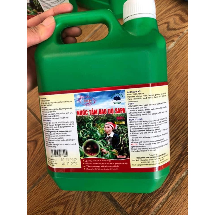 Nước tắm Dao đỏ Sa Pa Green (Can 2 lít)