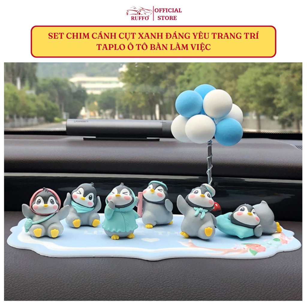 Set 6 Chú Chim Cánh Cụt Xanh Decor Ô Tô Bàn Làm Việc - Phụ Kiện Trang Trí Xe Hơi Bàn Làm Việc Phòng Ngủ Ruffo Giá Rẻ