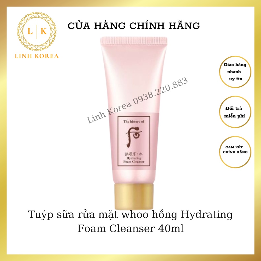 Tuýp sữa rửa mặt whoo hồng Hydrating Foam Cleanser 40ml