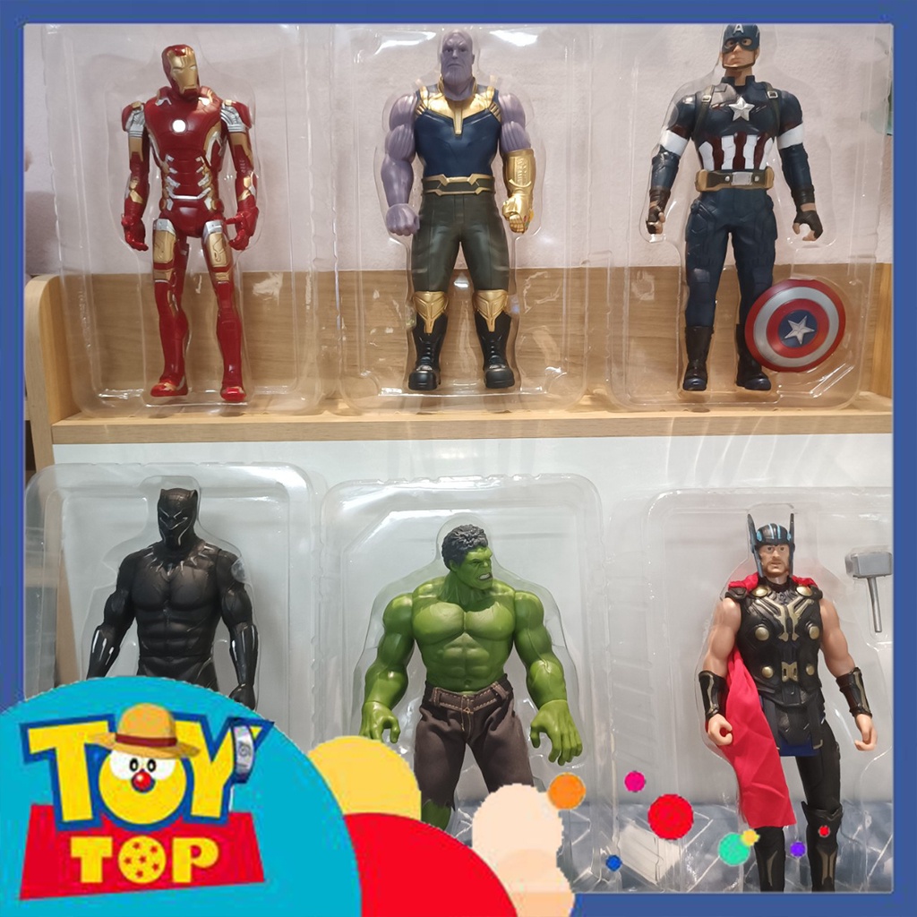 Đồ chơi Figure mô hình nhân vật Marvel người sắt Iron Man Thor Hulk Venom người nhện Spider man cao 30cm
