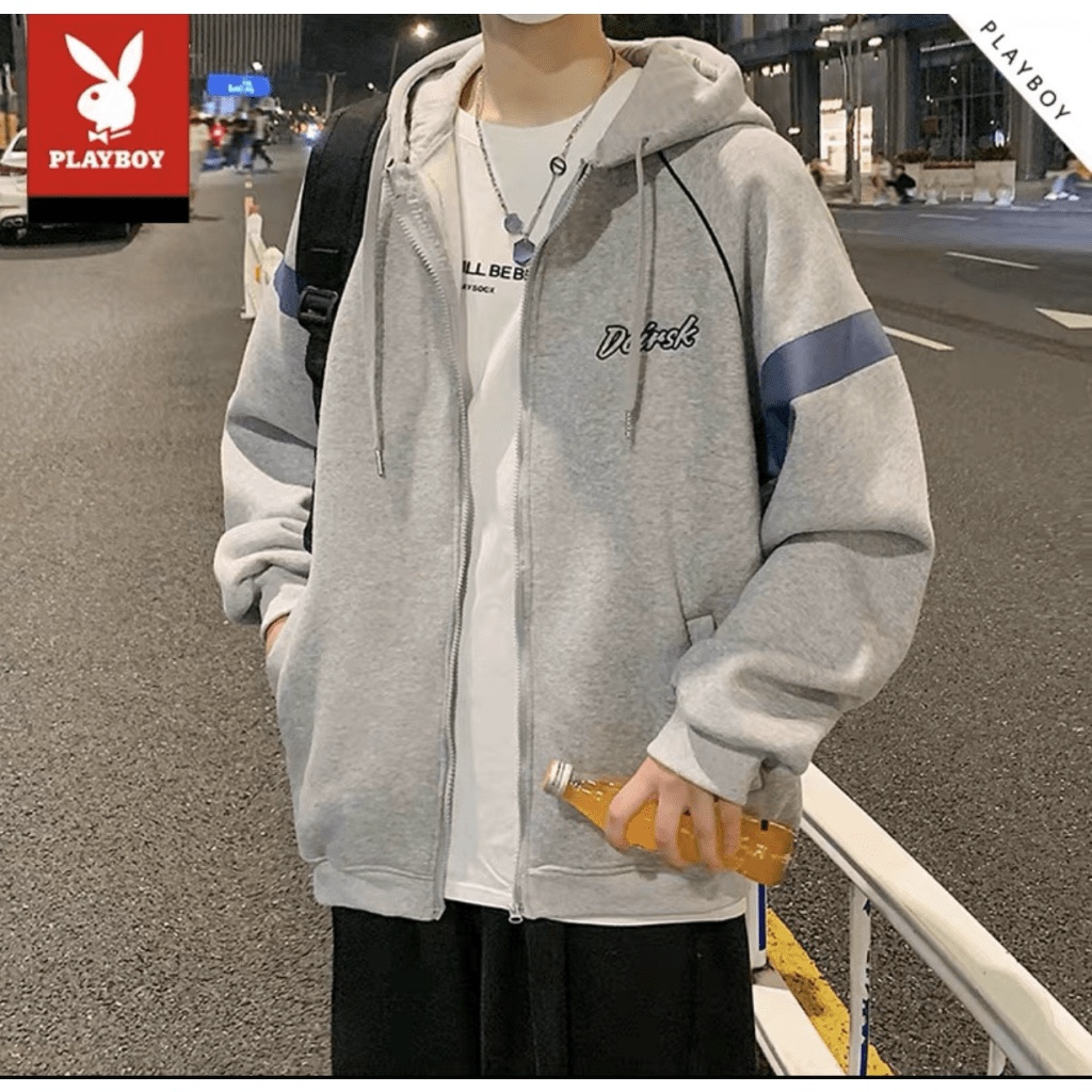 Áo Khoác Nỉ Nam Dây Khóa Kéo Nón Lớn 3 Màu Phối Sọc Tay Mặc Thoải Mái NEW UNISEX