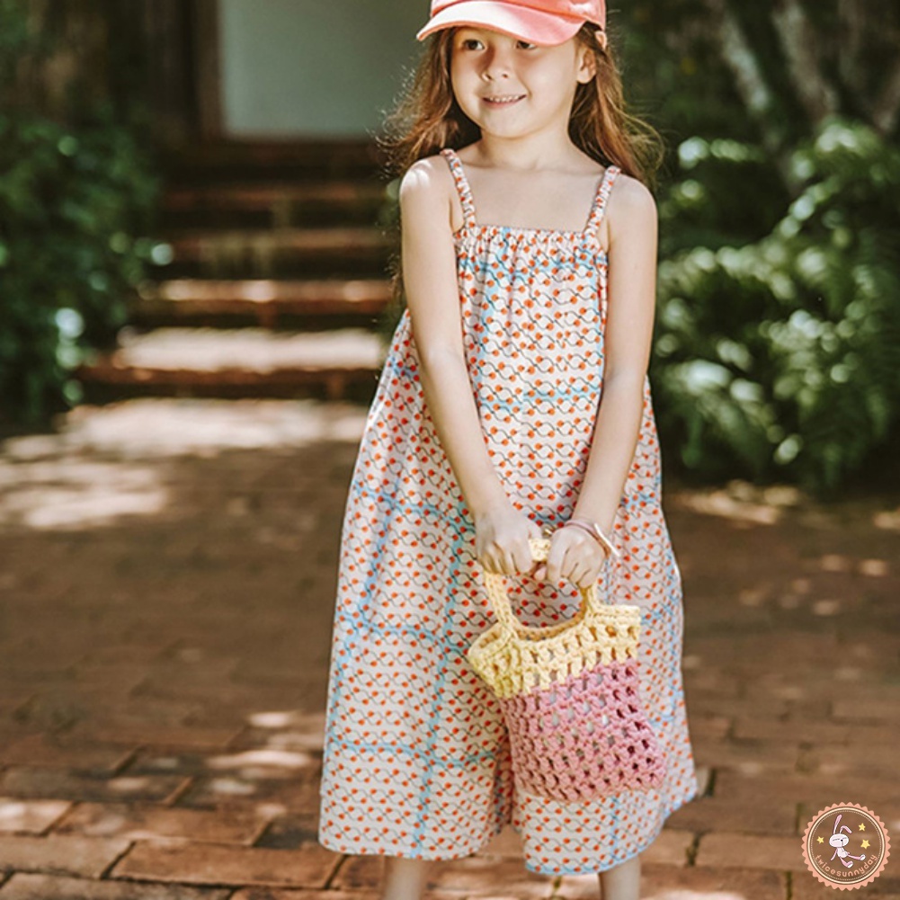 Bộ Áo Liền Quần Hai Dây Ống Rộng Thời Trang Cho Bé Gái