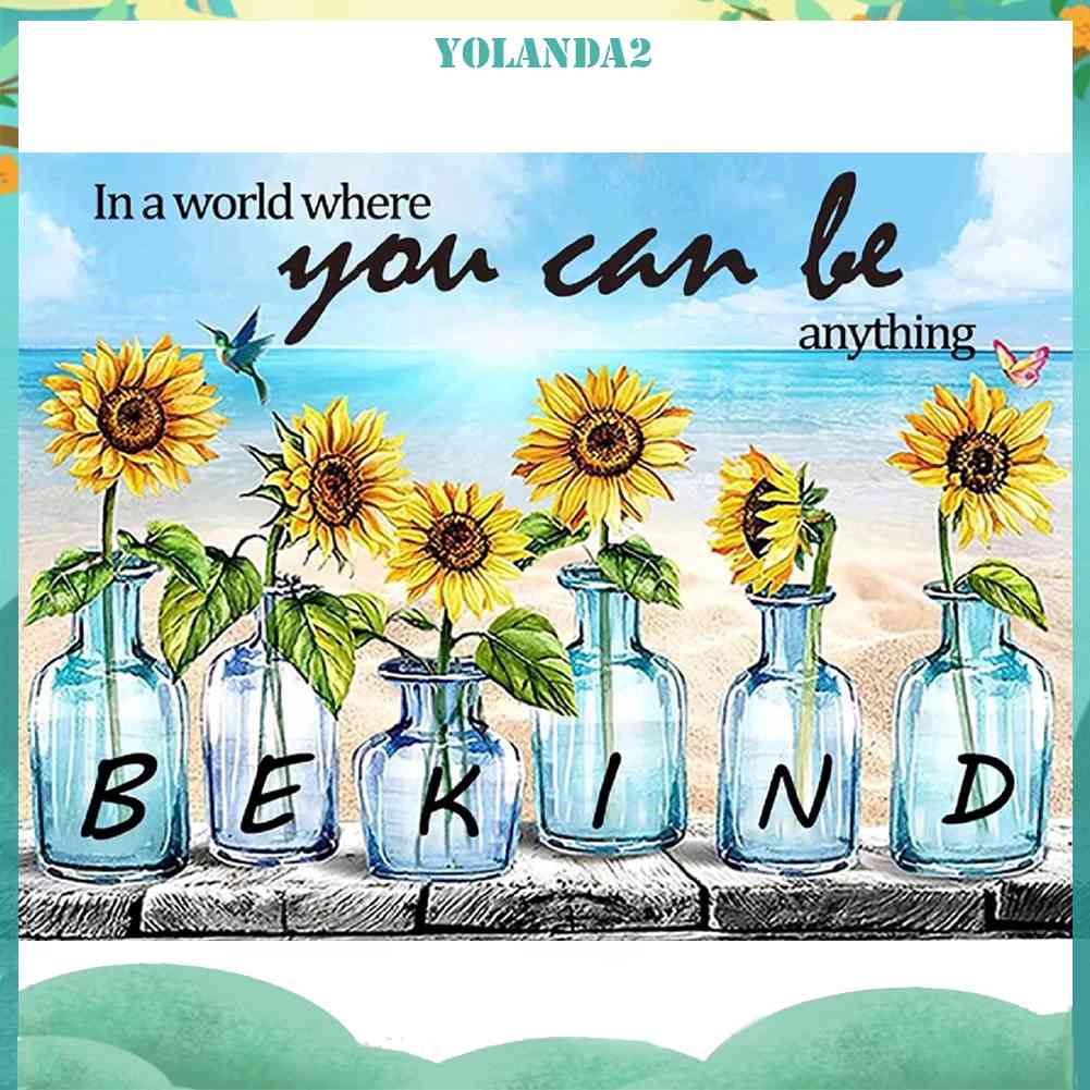 Tranh Đính Đá Kim Cương Toàn Bộ 5D DIY Hình Bình Hoa Hướng Dương