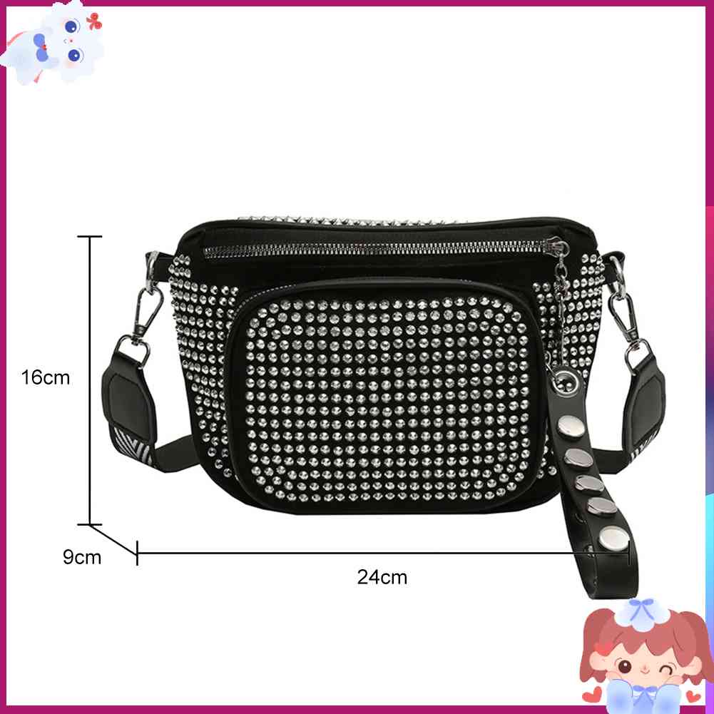 Túi Đeo Chéo Da PU Đính Đá Thời Trang Cho Nữ