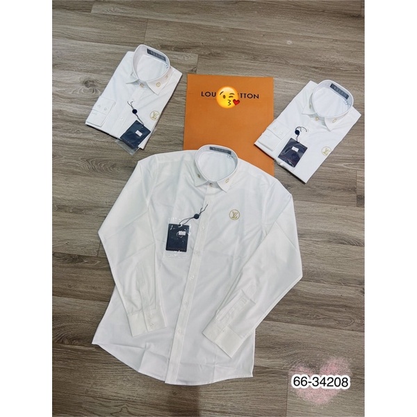 (FREESHIP) Áo Sơ Mi LV Hình Thêu Cao Cấp - Áo Sơ Mi Trắng LV Cao Cấp Cho Nam