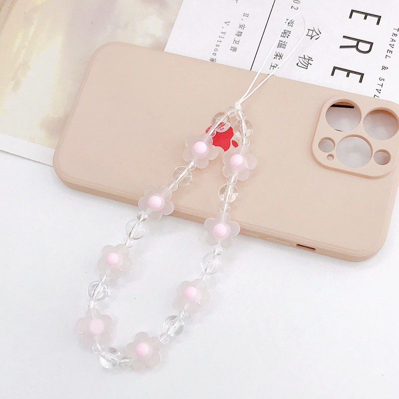 Ốp Điện Thoại Acrylic Nhám Trong Suốt Hình Hoa 3D Dạng Chuỗi Hạt Tròn Cho iPhone Android OPPO VIVO Huawei Xiaomi Redmi Samsung