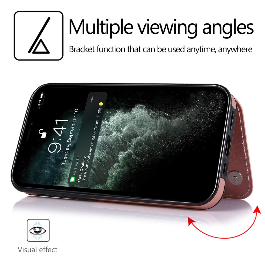 Lật Bao Da Điện Thoại Có Ngăn Đựng Thẻ Cho iphone 15 11 12 13 14 pro max mini plus Giá Đỡ