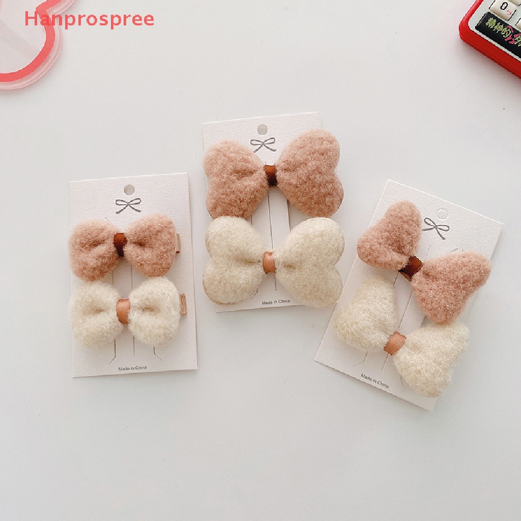 Bộ 2 Kẹp Tóc Nơ Bằng Vải Bông Mềm Mại Dễ Thương Cho Bé Gái