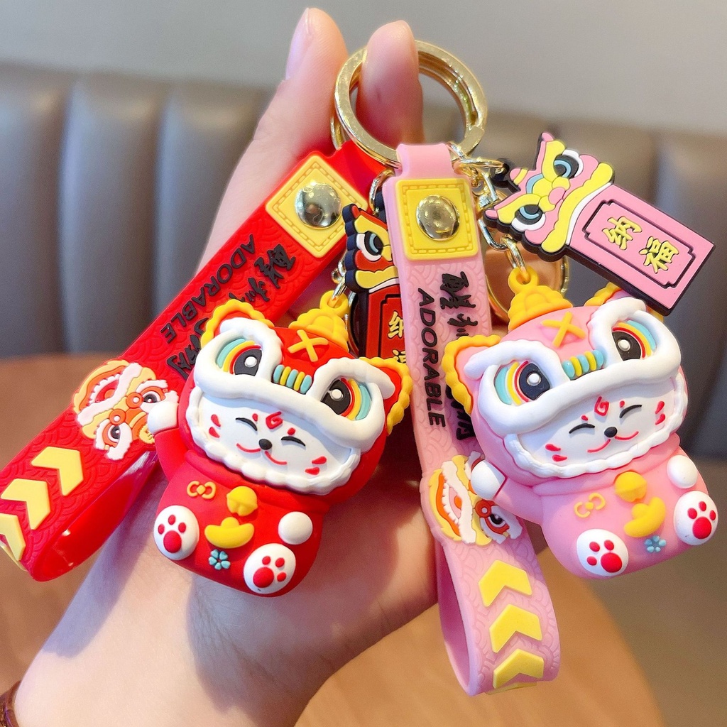 Móc Khóa Hình Mèo May Mắn / Sư Tử Hoạt Hình Dễ Thương Sáng Tạo