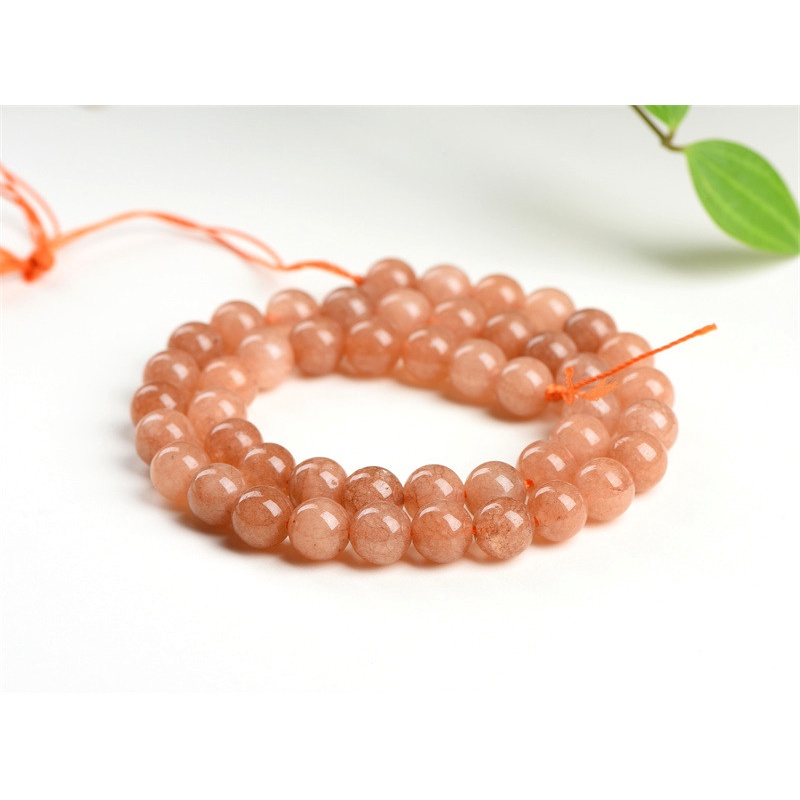 █diy●Chuỗi Hạt Đá Chalcedony Tròn Màu Cam Ánh Trăng Chalcedony Dùng Làm Trang Sức
