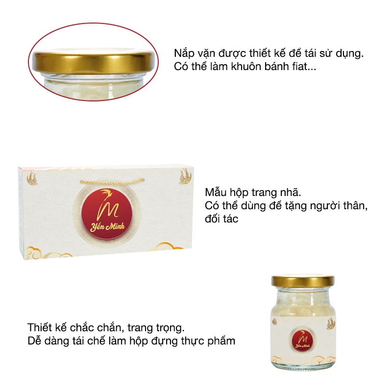 Yến chưng sẵn Đông trùng hạ thảo giúp ngủ ngon Combo dùng thử yến sào 100% / 70% / 30% yến thô Yến Minh