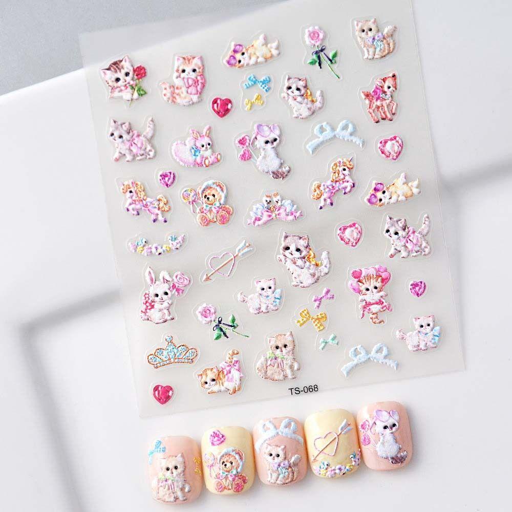 OCEANMAP Miếng Dán Trang Trí Móng Tay Hình Kỳ Lân Và Mèo Thời Trang
