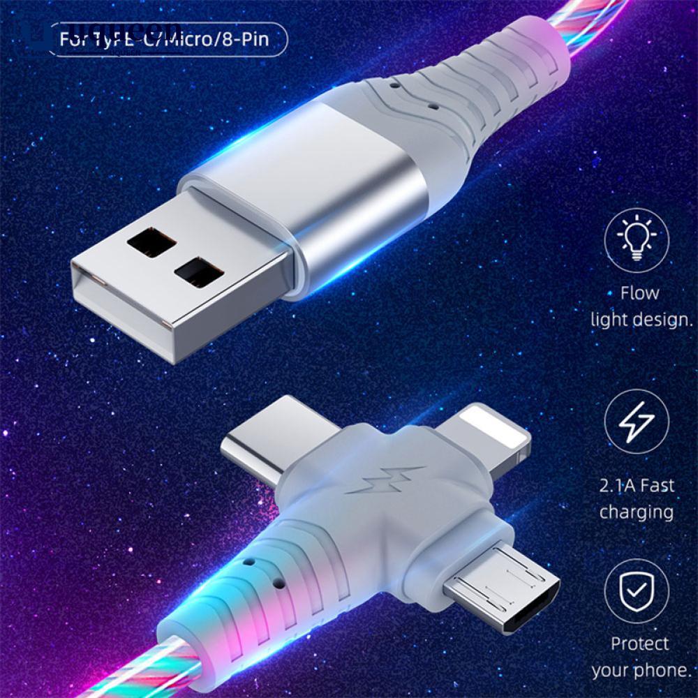 Dây Cáp UQUEEN 3 Trong 1 Cho iPhone 3 Trong 1 Có Đèn LED Micro USB Type C 8-Pin G1P6
