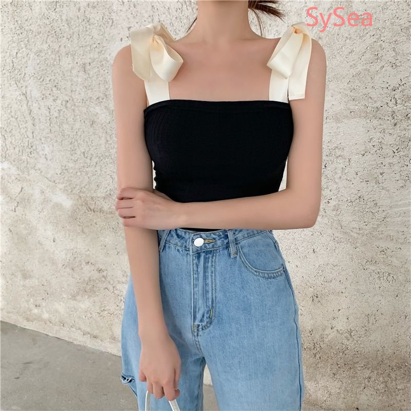 Áo Hai Dây Sát Nách Đính Nơ Quyến Rũ Cho Nữ