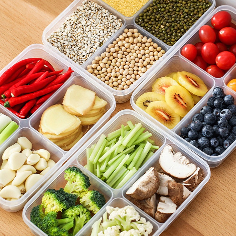 Hộp Nhựa Bốn Ngăn Đựng Đồ Ăn Vặt / Trái Cây / Trang Sức Đa Năng Ốp