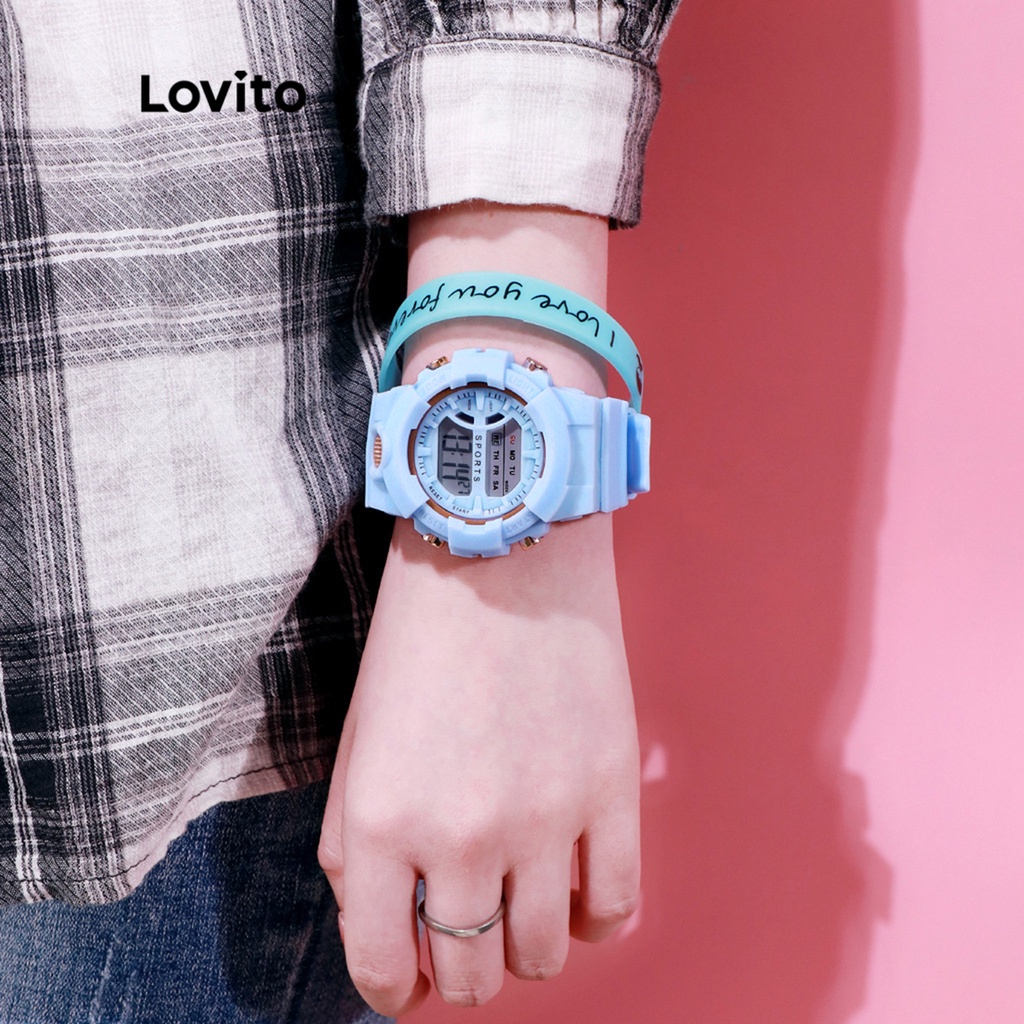 Lovito Đồng hồ nữ Pastel hồ điện đa năng led ánh sáng