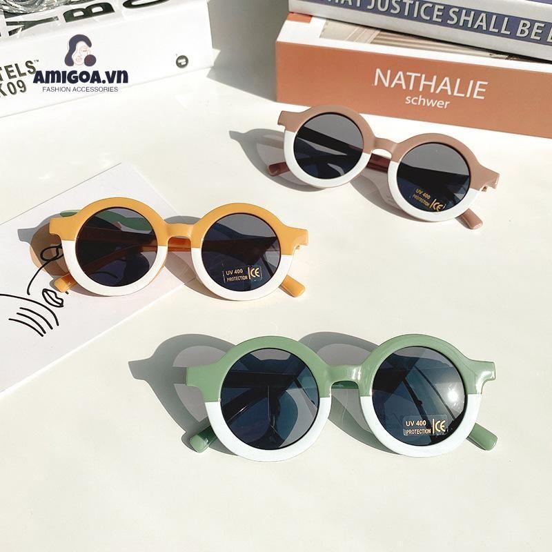 PVN57919 Kính râm cho bé gọng tròn chống tia UV phong cách vintage thời trang