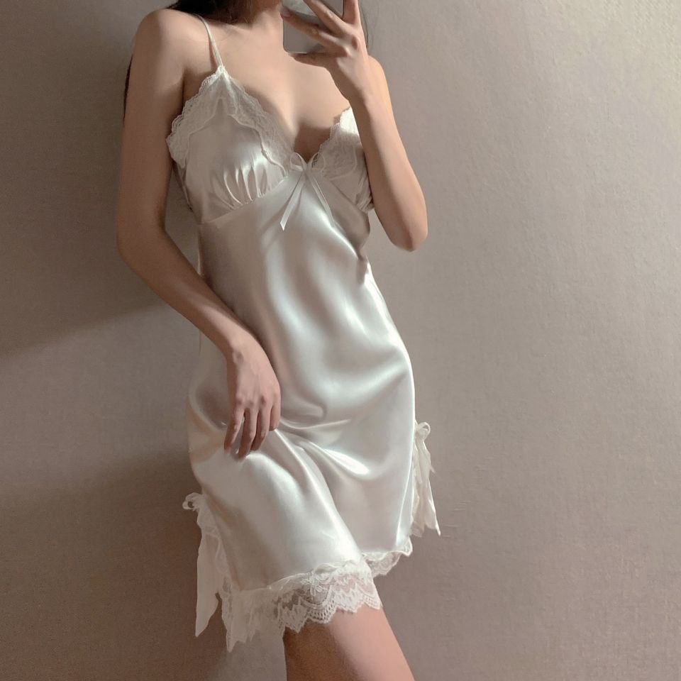Tiktok hot Váy Ngủ sexy Lụa Satin lụa cao cấp Đầm mặc nhà gợi cảm quyến | BigBuy360 - bigbuy360.vn