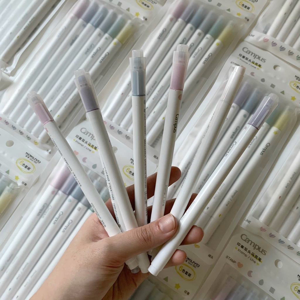 Bút Highlight Kokuyo Campus Stamp Line hai đầu tiện dụng Art Therapy