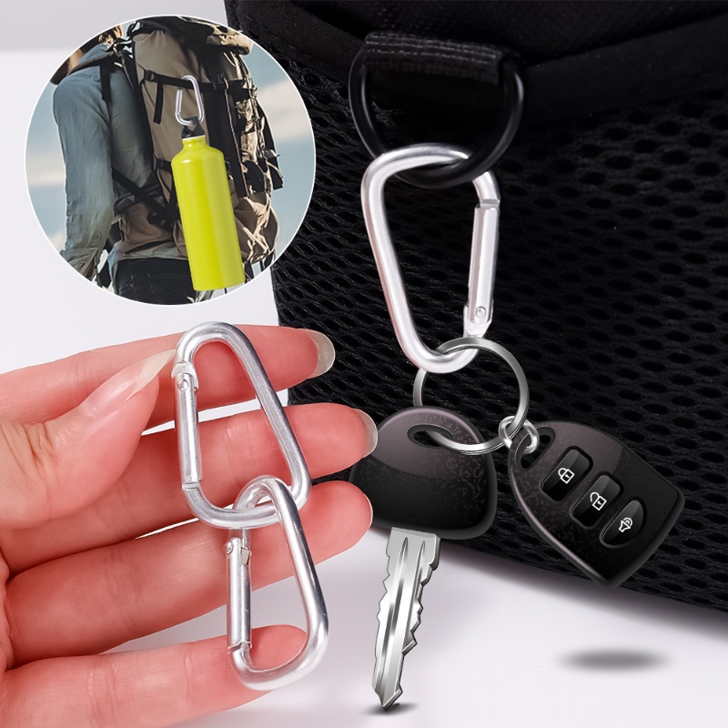 1 Móc Khóa Carabiner Chữ D Màu Bạc Bằng Nhôm An Toàn Cho Hoạt Động Thể Thao Ngoài Trời