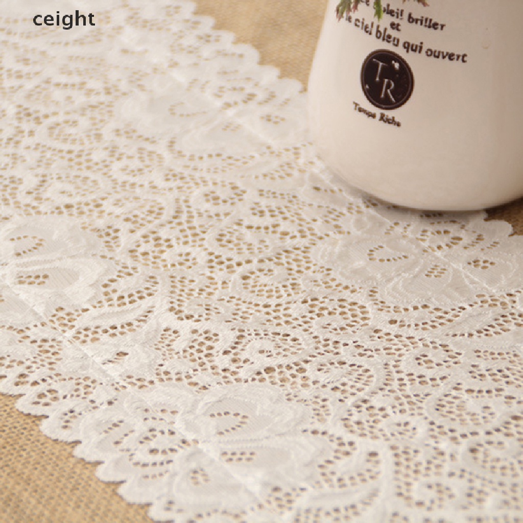 Khăn Trải Bàn Vải Bố Phối Ren Tự Nhiên Kích Thước 30x180cm Trang Trí Tiệc Cưới