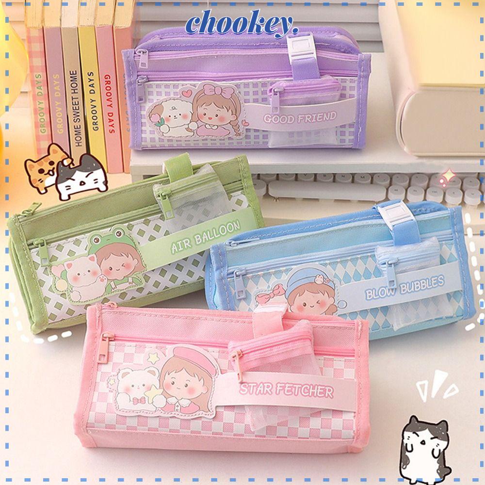 Túi Đựng Bút Hai Lớp Chống Thấm Nước Họa Tiết Hoạt Hình Xinh Xắn