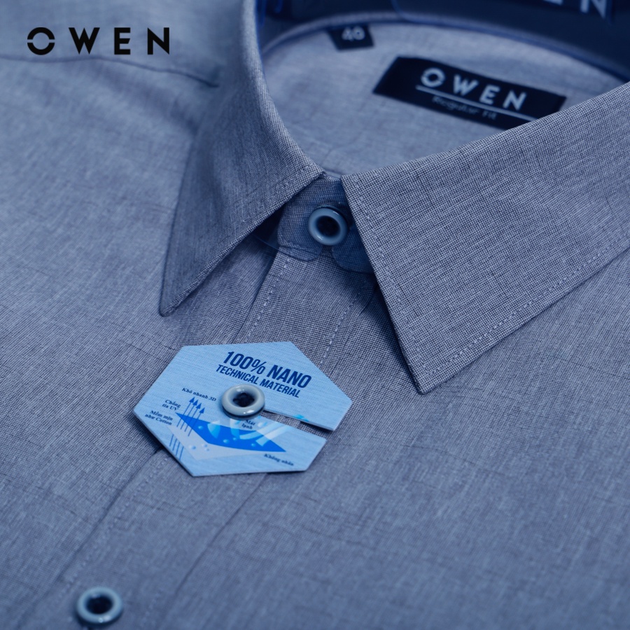 OWEN - Áo sơ mi dài tay Slim Fit màu Navy Nano - AS230027D