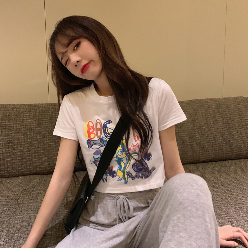 NRVP Áo Thun Tay Ngắn Dáng Ôm In Họa Tiết Thời Trang Đường Phố Hàn Quốc 2023