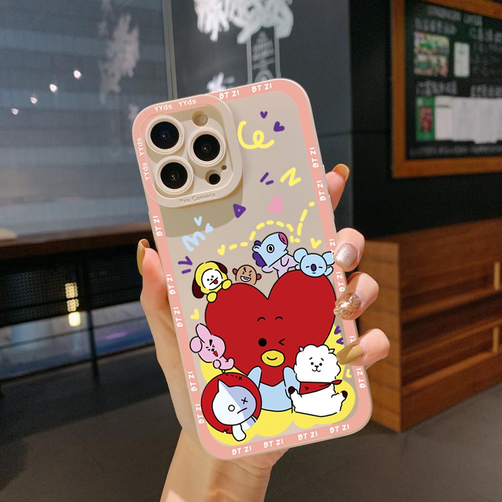 Ốp Điện Thoại Viền Vuông In Hoạt Hình BT21 Cho Samsung Galaxy S23 Ultra S23 + A04E A04 4G A14 A34 A54 5G A11 A50 M12