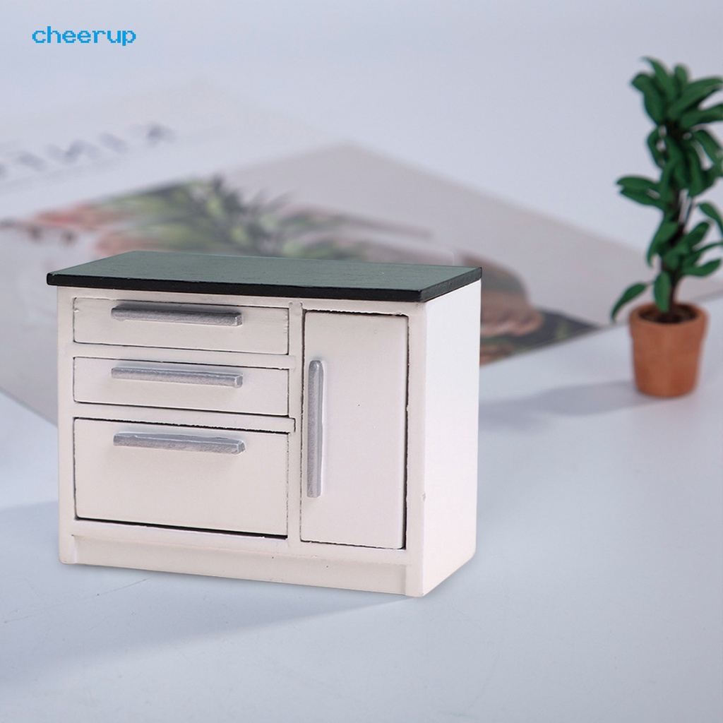 Mô Hình Tủ Bếp Mini Bằng Gỗ Tỉ Lệ 1: 12 Trang Trí Nhà Búp Bê