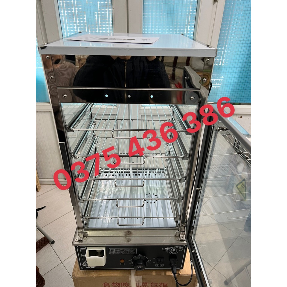 Tủ hấp bánh bao 5 tầng 2 lớp kính cường lực trưng bày hàng nhập khẩu