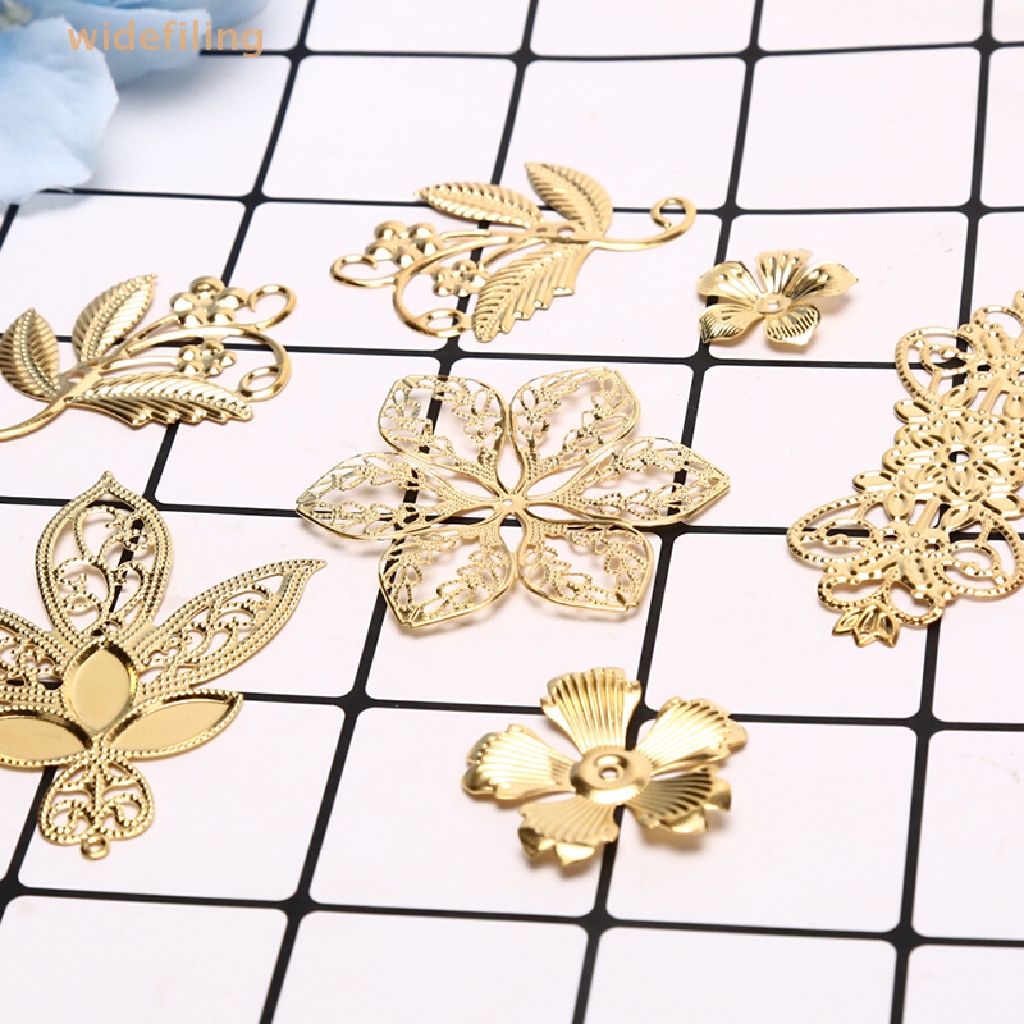 Set 50 Lát Hoa Bằng Kim Loại Phong Cách Vintage Dành Cho Làm Đồ Trang Sức Thủ Công