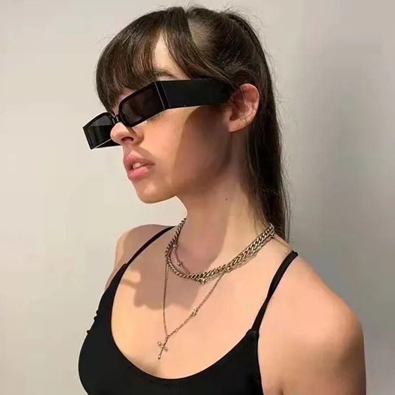 Kính Mát Gọng Vuông Nhỏ Phong Cách Hip Hop Punk Cổ Điển Sang Trọng Dành Cho Nam Nữ