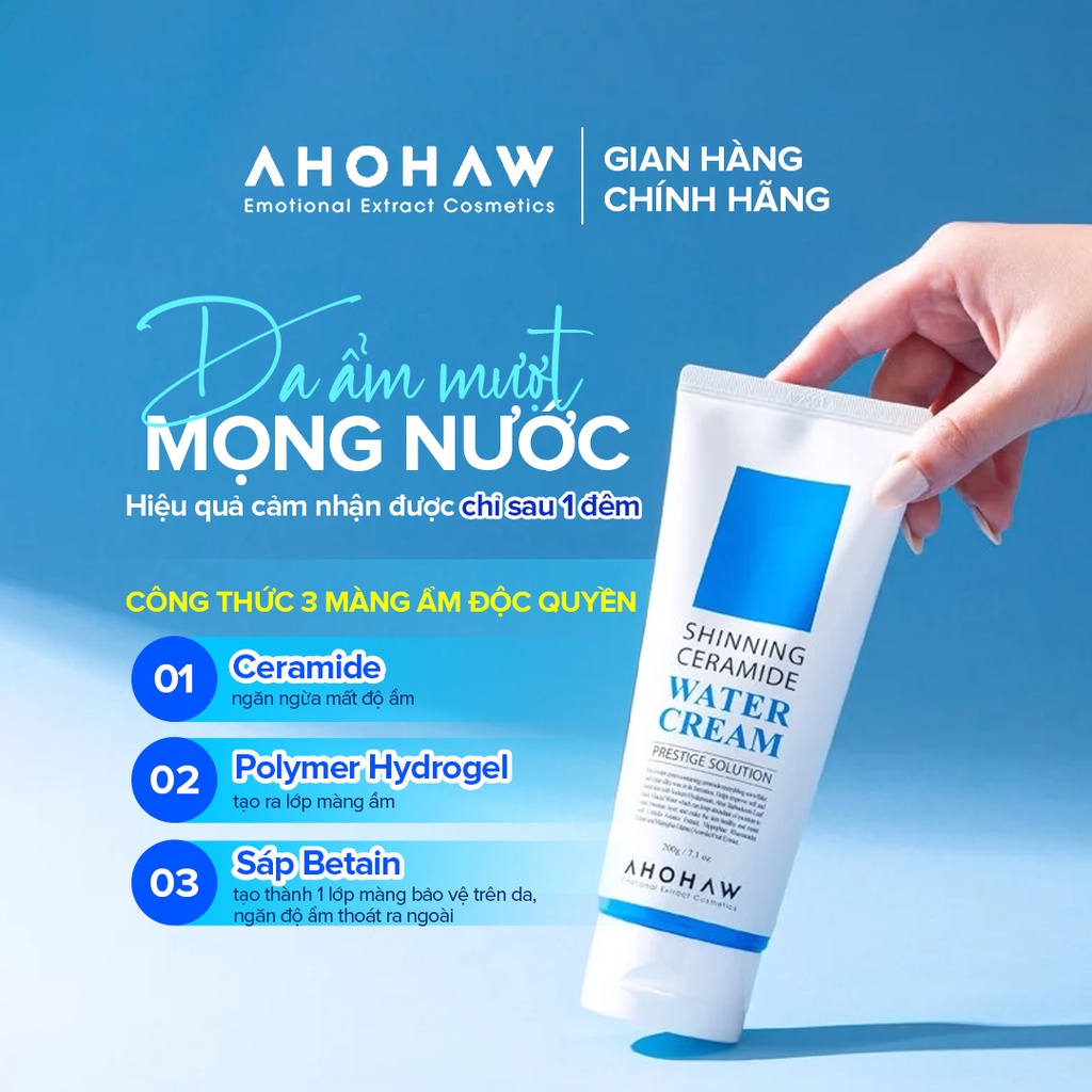 Kem Dưỡng Ẩm Phục Hồi Da AHOHAW Shinning Ceramide Water Cream 80g Ahohwa
