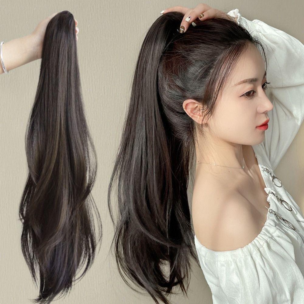 Tóc Giả Đuôi Ngựa Bằng Sợi Tổng Hợp Màu Nâu / Đen Tự Nhiên