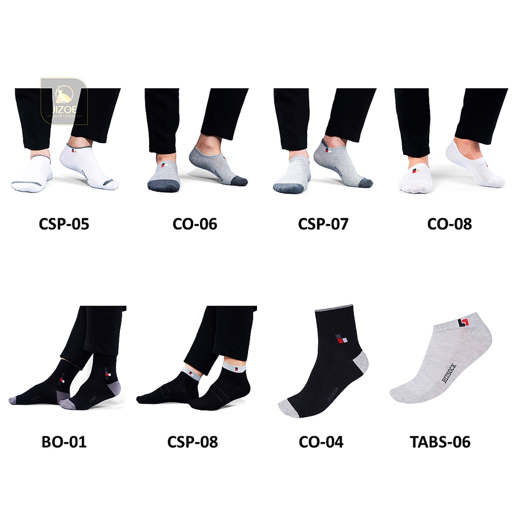 Tất vớ nam công sở Bizmen CHÍNH HÃNG cao cấp cổ ngắn trung cao hài cổ thuyền Cotton kháng khuẩn khử mùi JIZOE TNA01
