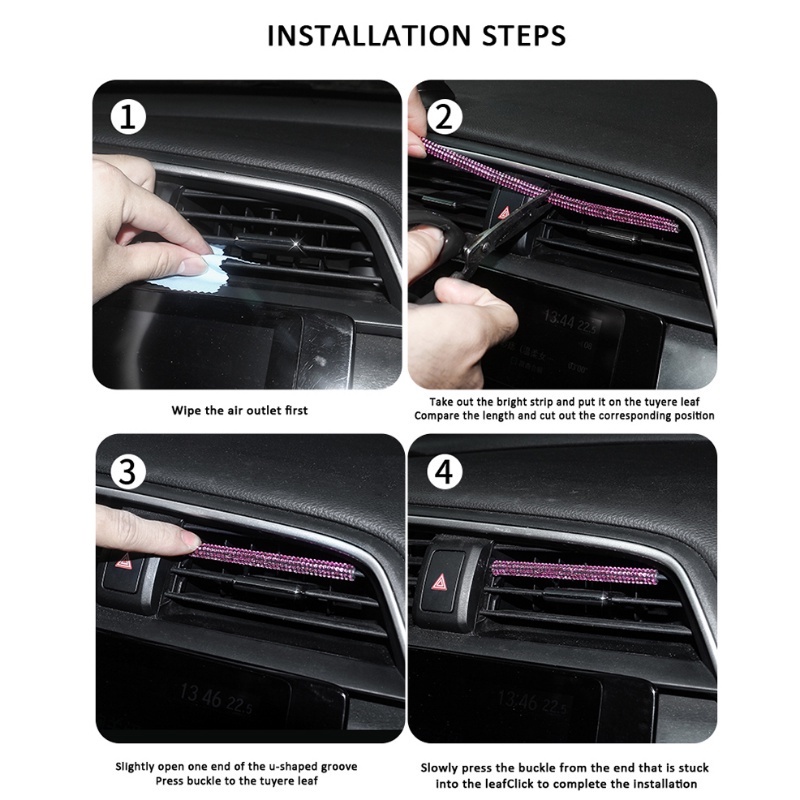 Miếng Dán Trang Trí Xe Hơi Hình Chữ U Đính Đá Lấp Lánh 20cm