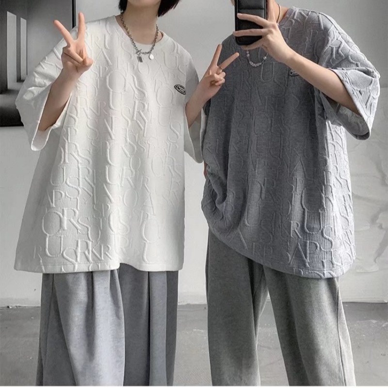 Áo Thun Tay Ngắn Cổ Tròn Dáng Rộng Thời Trang Mùa Hè Hong Kong 2023 Cho Nam