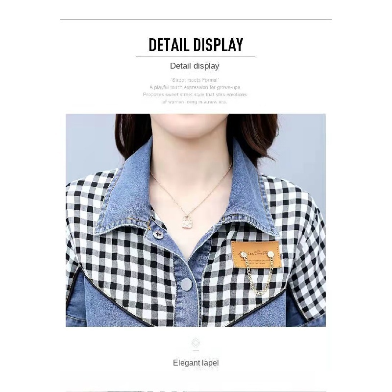 Đầm Sơ Mi Denim Phối Màu Thời Trang Cho Nữ