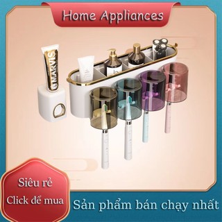Kệ để bàn chải kem đánh răng 2 cốc 3 cốc 4 cốc, gía để đồ nhà tắm ecoco cao cấp không cần khoan tường