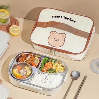 Hộp cơm giữ nhiệt gấu Bear 4 ngăn inox304